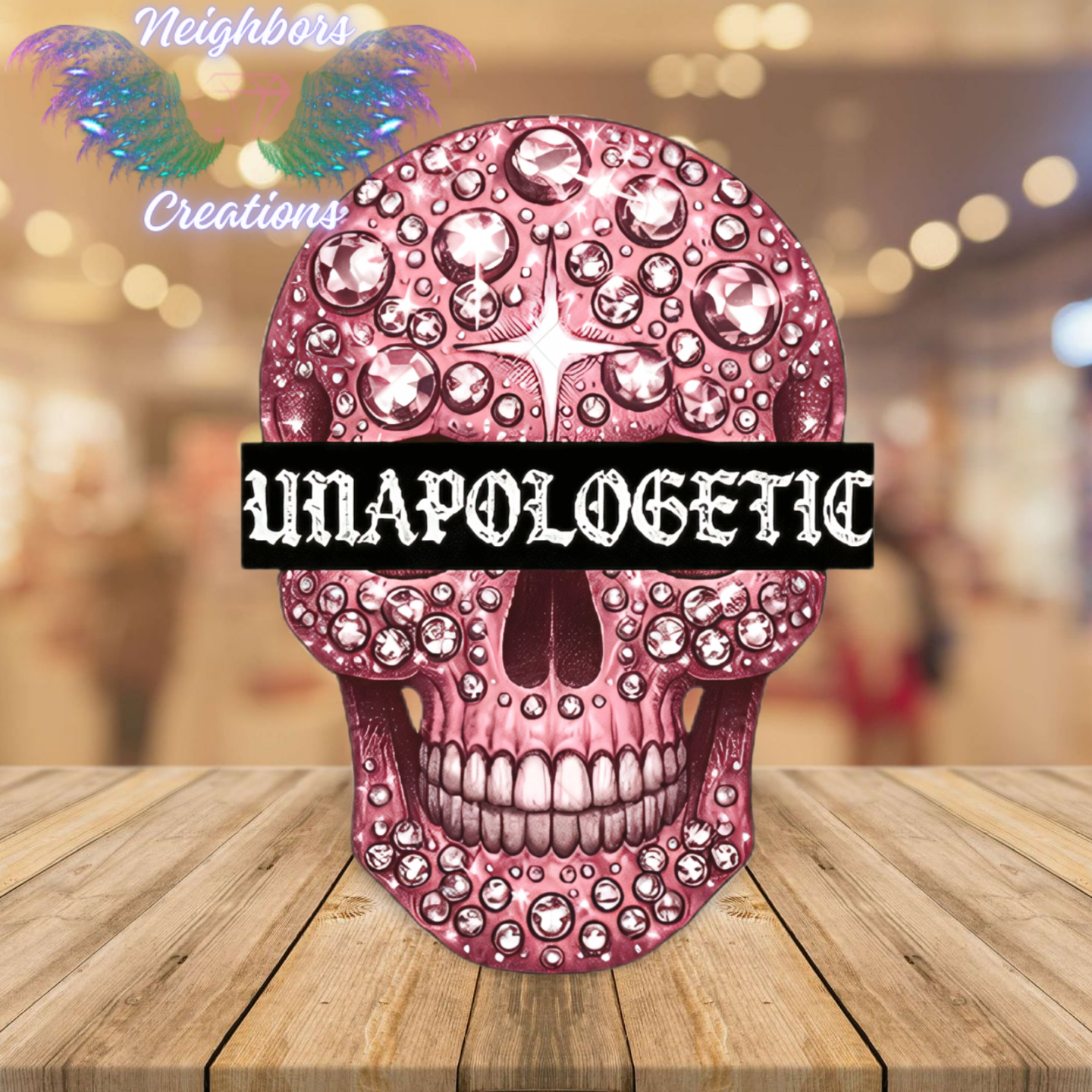 Pink Look like Bedazzled Skull Unapologetic UV DTF Decal
