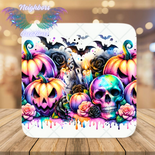 Spooky Splatter Skulls N Pumpkins UVDTF Wrap