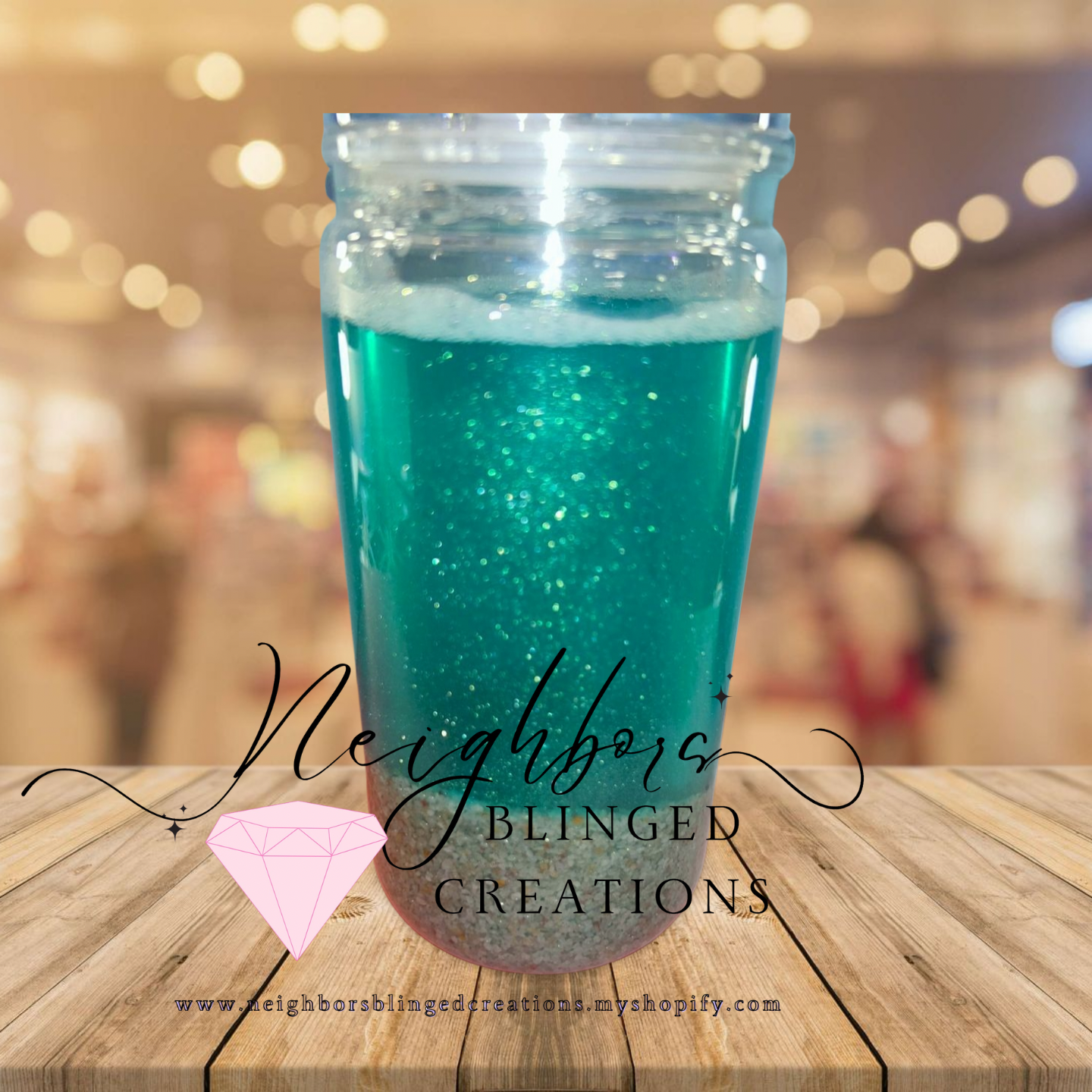 15oz Splash of Ocean Magic Snowglobe Cup W Custom lid
