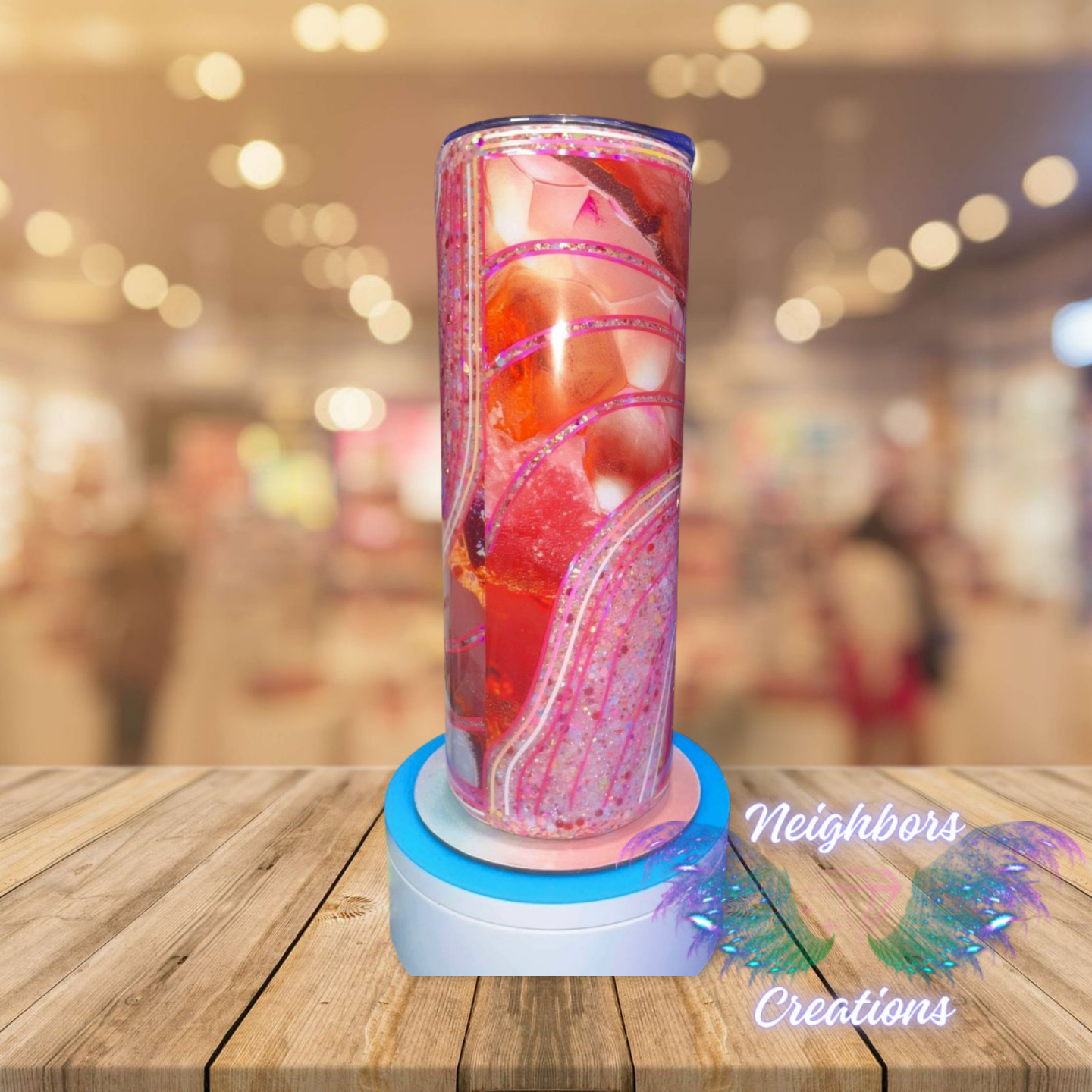 #18 - 20 OZ Horizontal Wavey Wave Glittered Tumbler