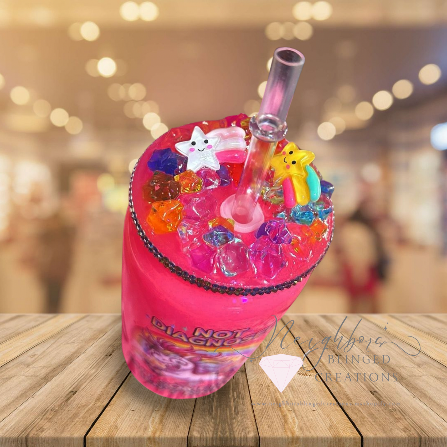 15Oz Neon Pink Acrylic Cup With Sarcastic Unicorn W/matching lid.