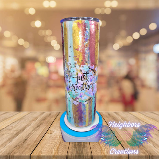 #14 - 20 OZ Patina Style Just Breathe Field of Flowers Tumbler