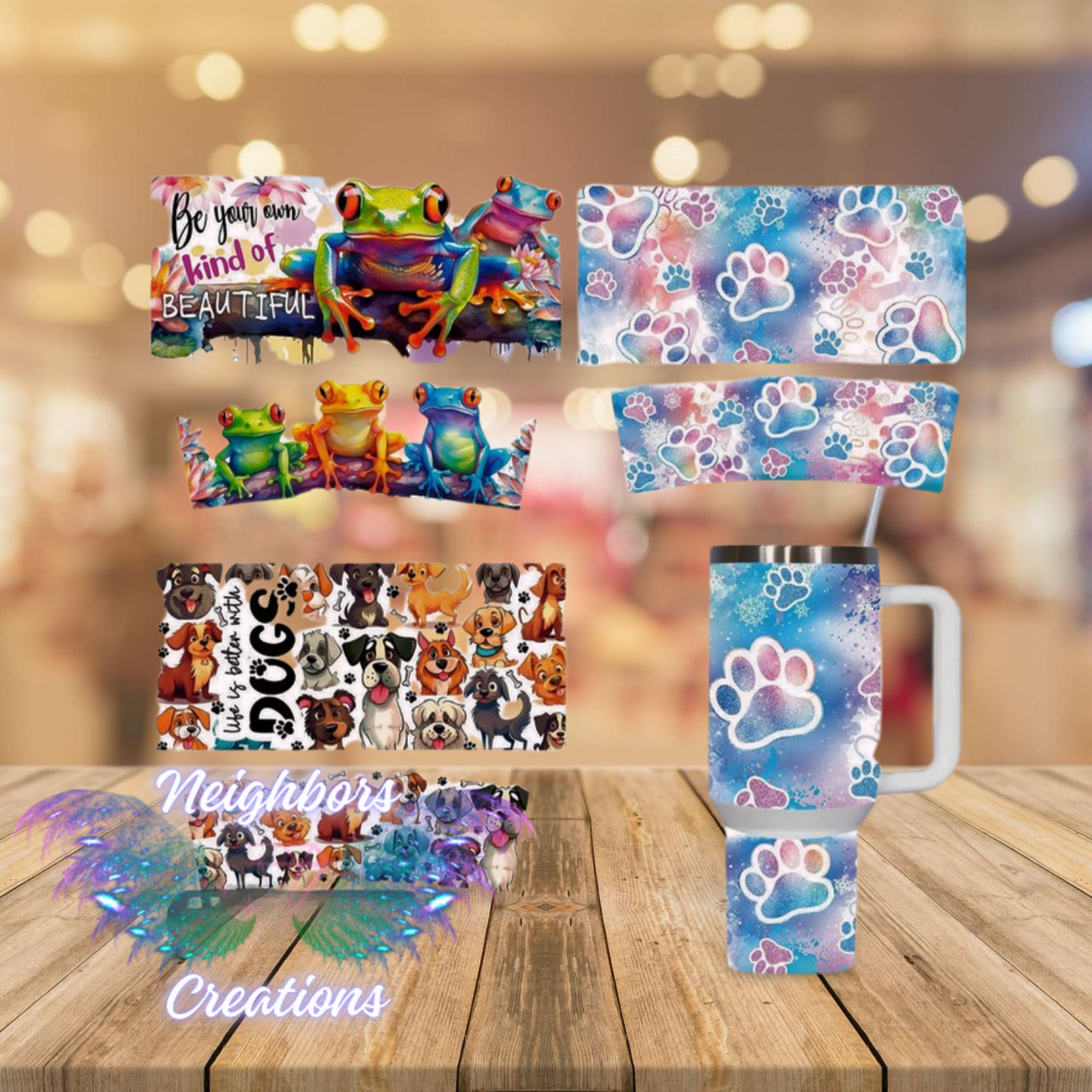 Special Design Frogs N Dog Paws Vinyl Wrap For Larger 32-40OZ tumblers - CUSTOM ORDERS ONLY