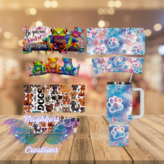 Special Design Frogs N Dog Paws Vinyl Wrap For Larger 32-40OZ tumblers - CUSTOM ORDERS ONLY