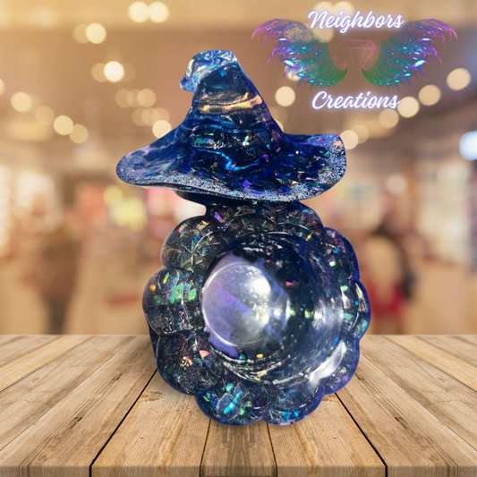 Halloween themed Witch Pumpkin Jar With Witches Hat Lid.