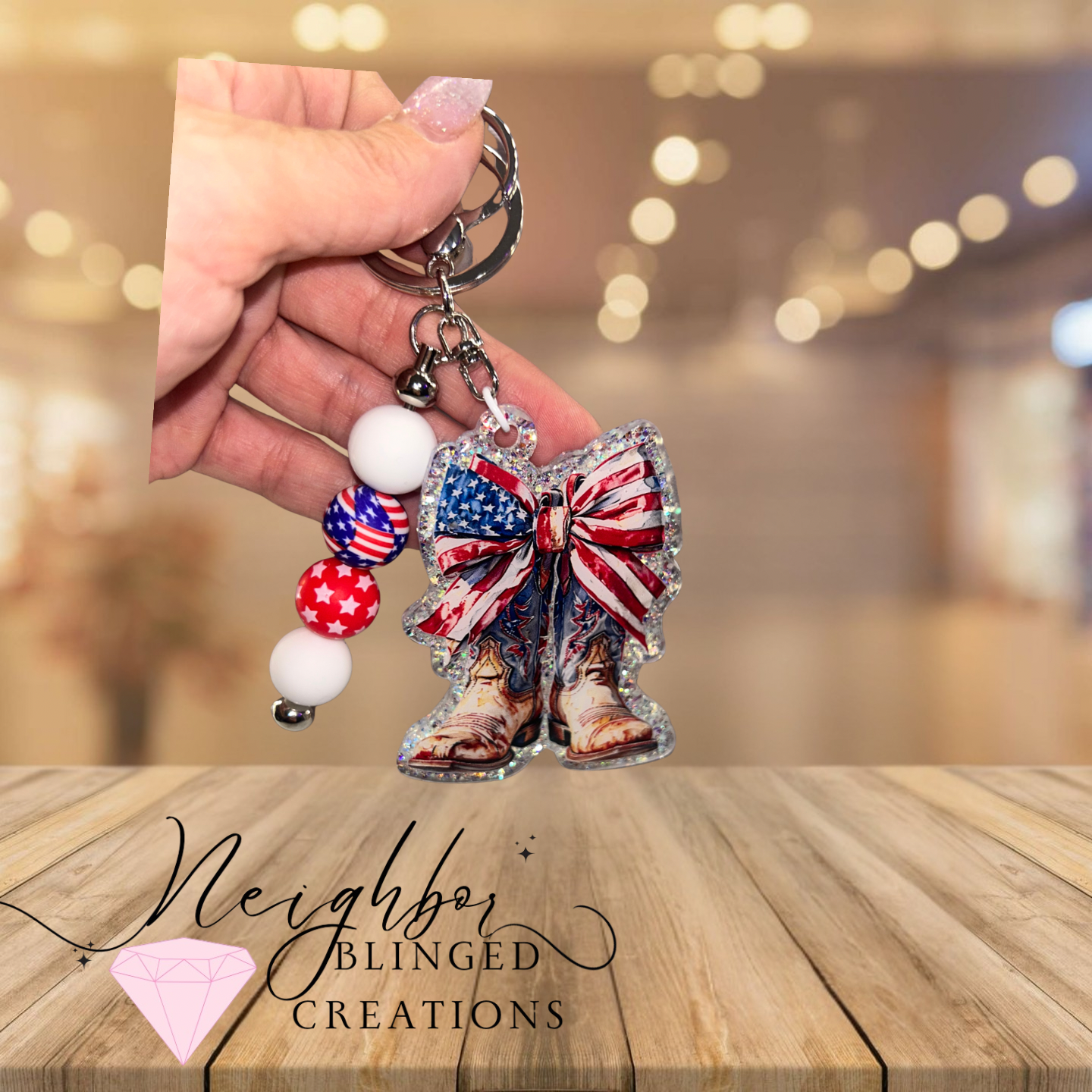Handmade acrylic keychain - 
4th of July - Freedom Celebration Keychain - Boots N Bow