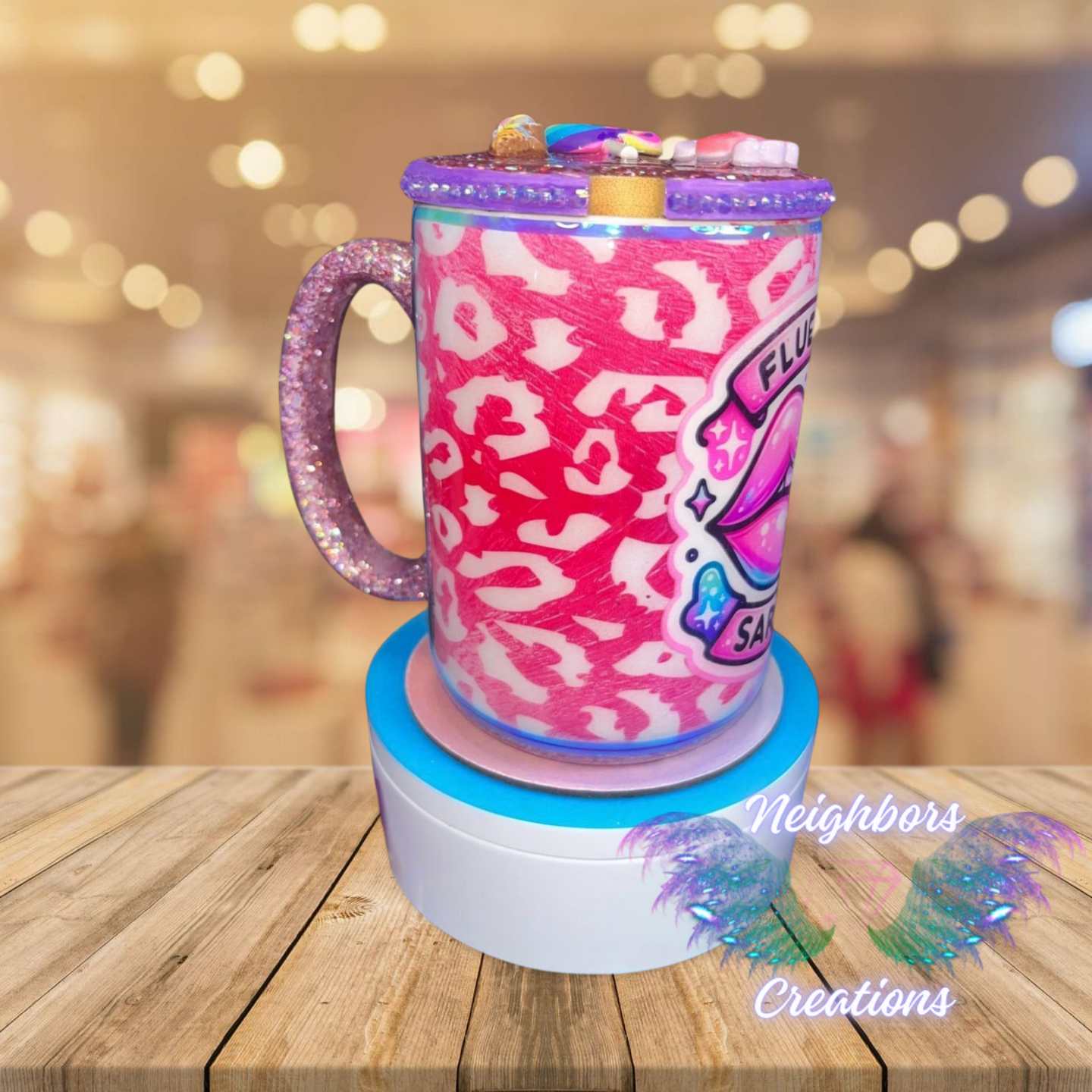 Animal Print Coffee Mug With Glitter W Sarcasm Saying
