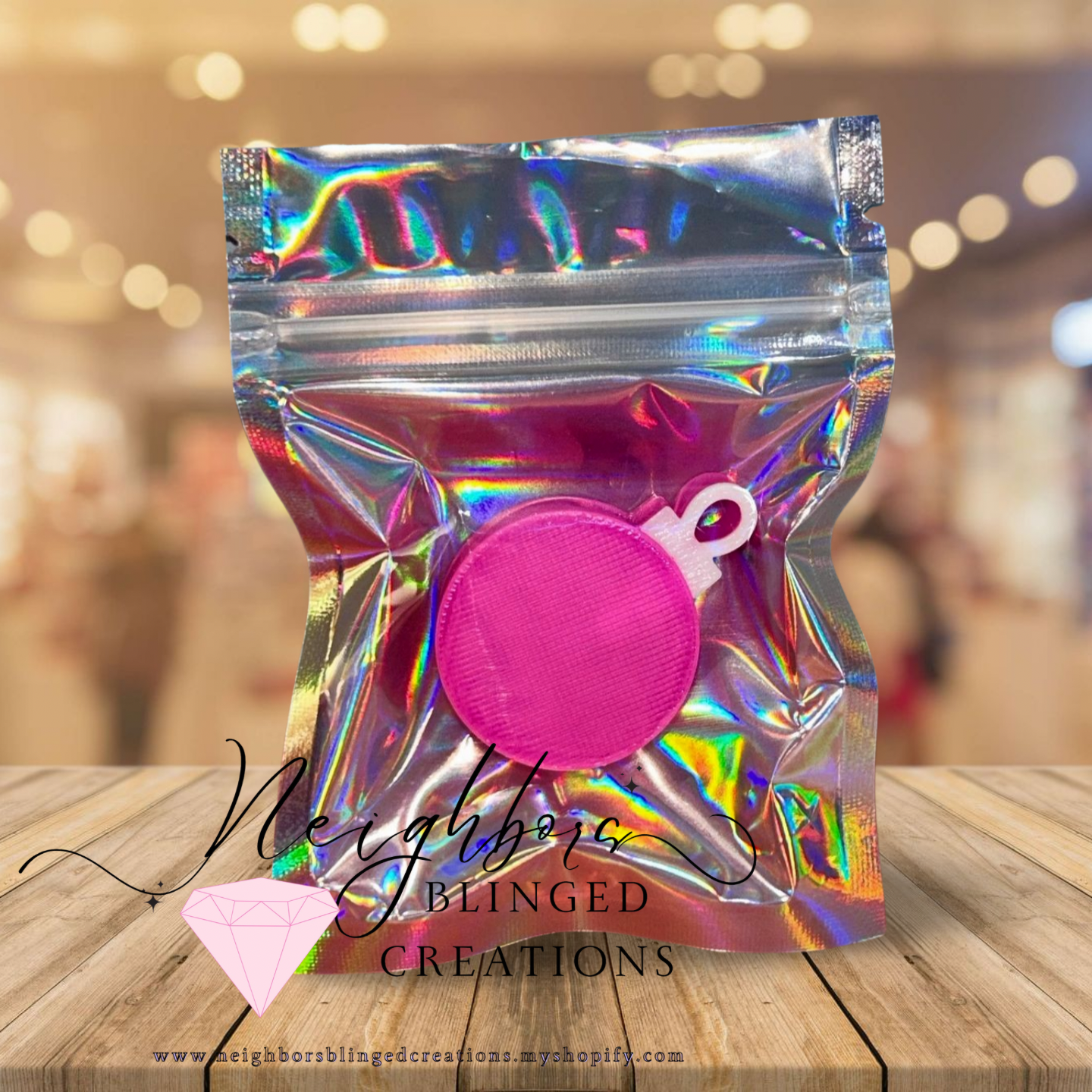 Straw topper - pink Christmas ornament