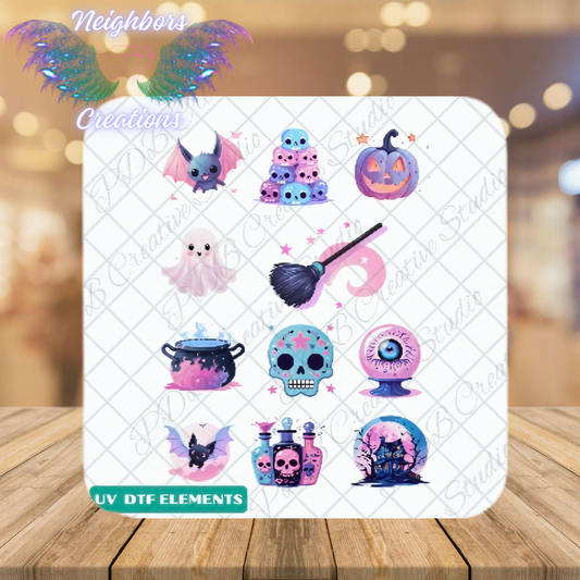 Cute N Spooky Soft Tones UVDTF Decal Elements- One decal per custom order