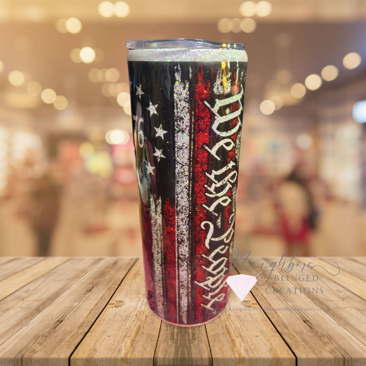 20oz Stainless Steel double insulated We the People American Bald Eagle Glittery tumbler