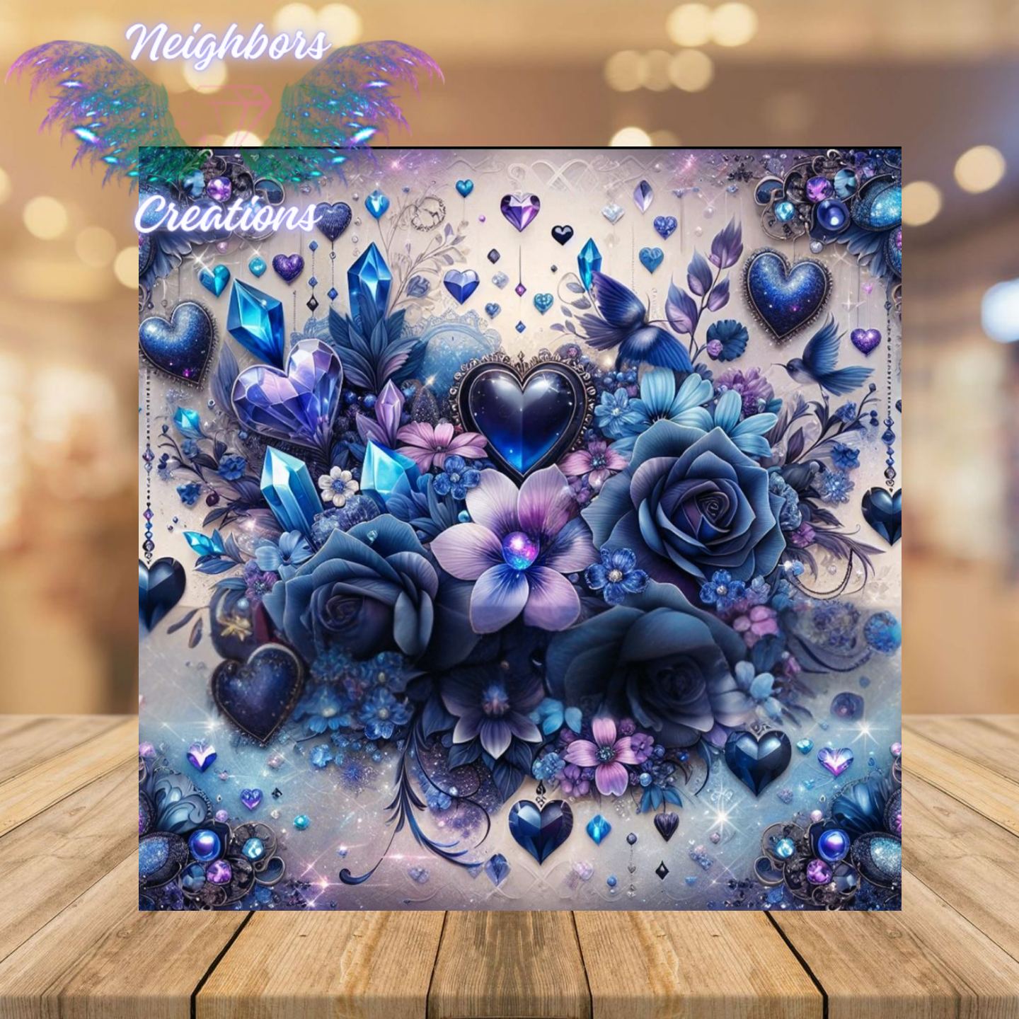 Blue N Purple Floral Designs W Butterflies