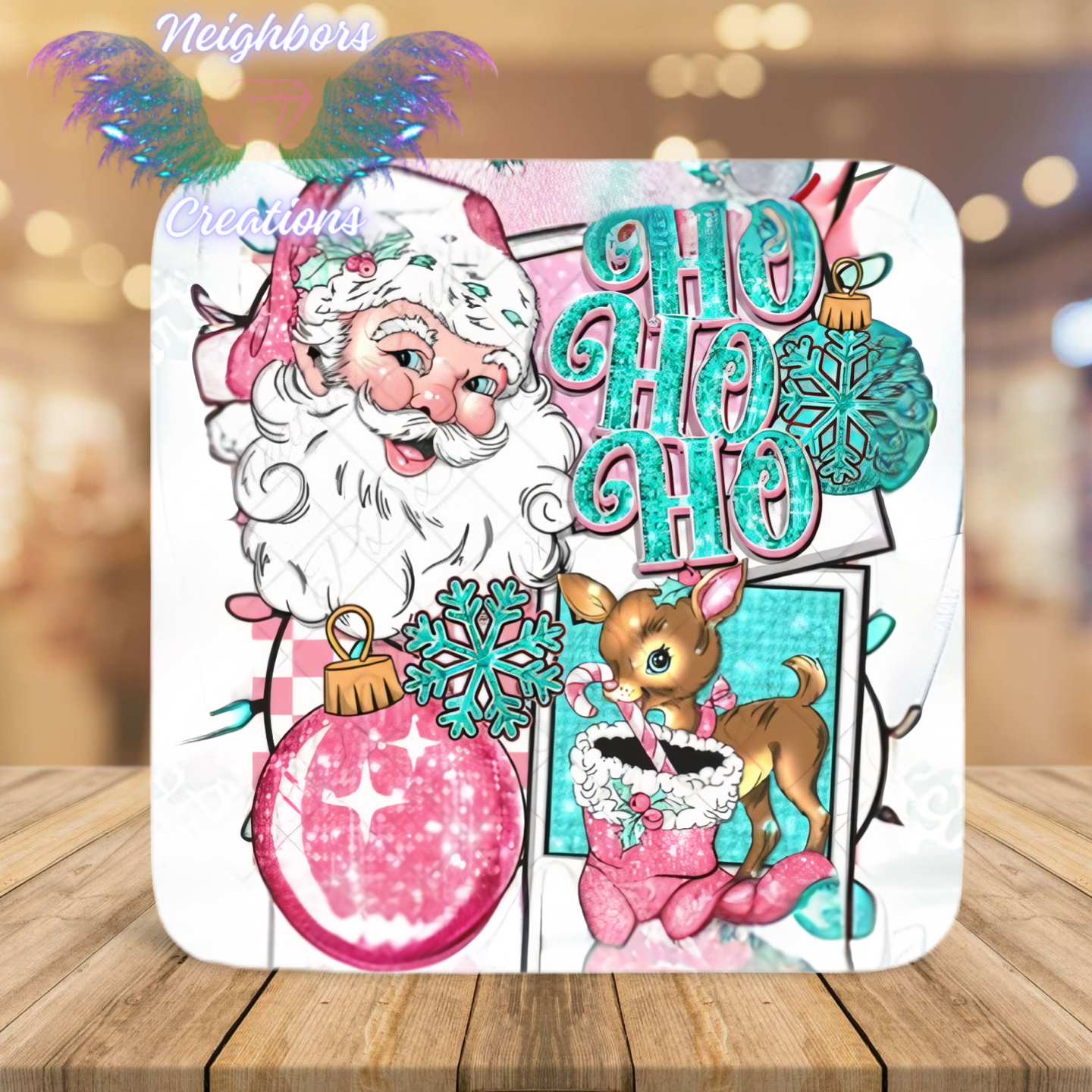 Ho Ho Ho Santa & Reindeer UV DTF Decal