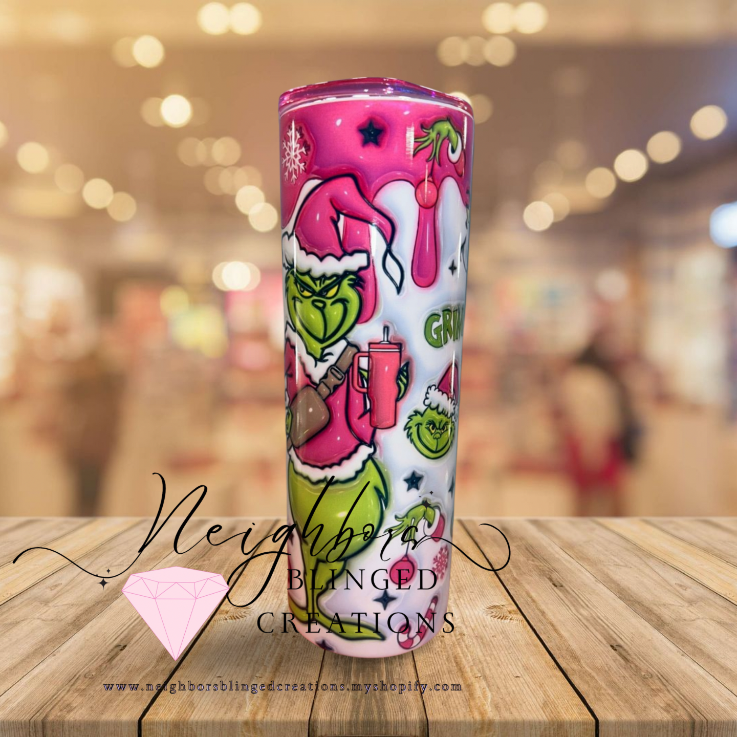 20oz Pink and green special edition Christmas themed