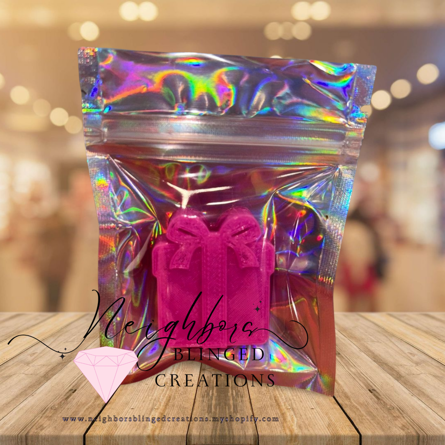Straw topper - pink gift box