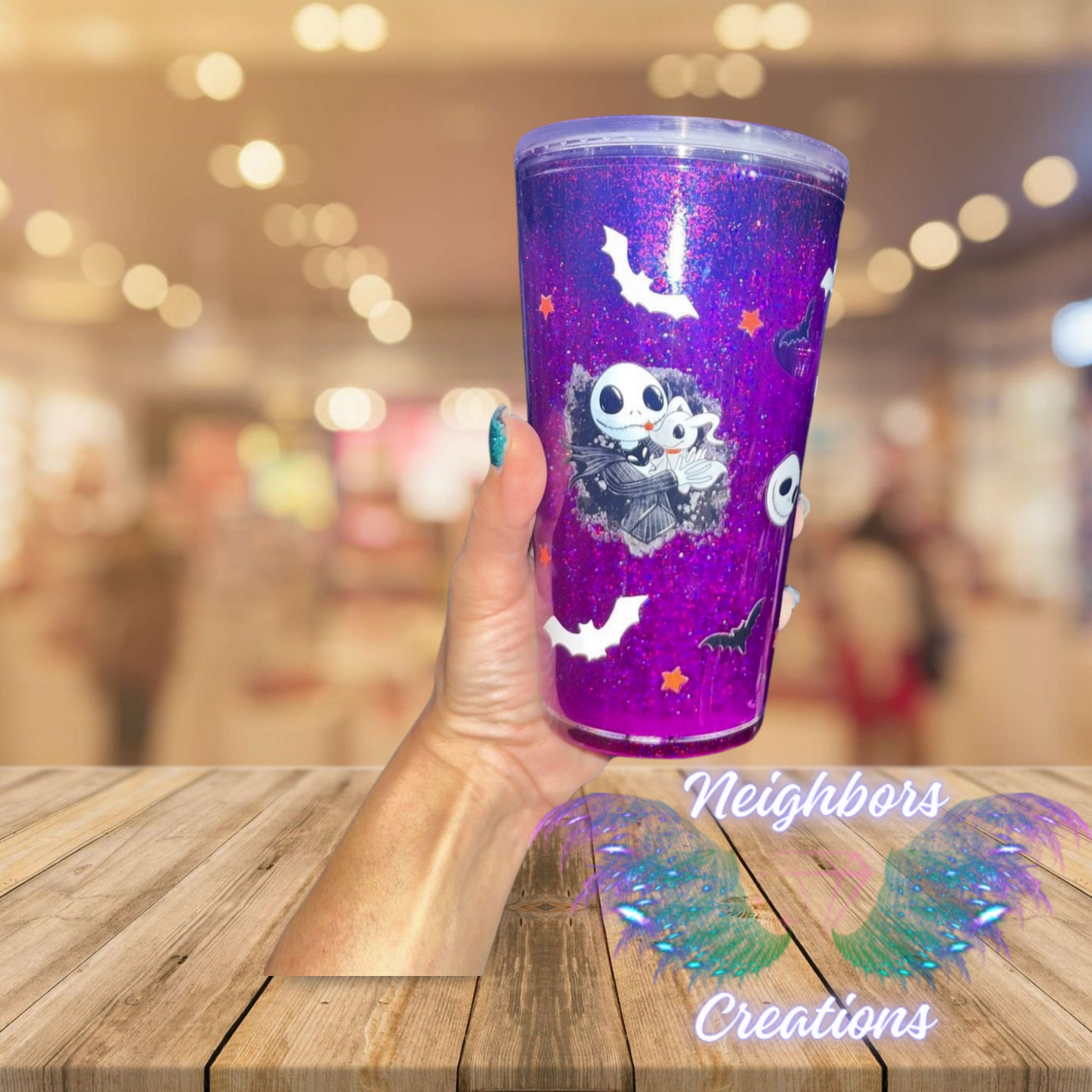 15 OZ Acrylic Snow Globe Halloween Themed Glow N D Dark Cup