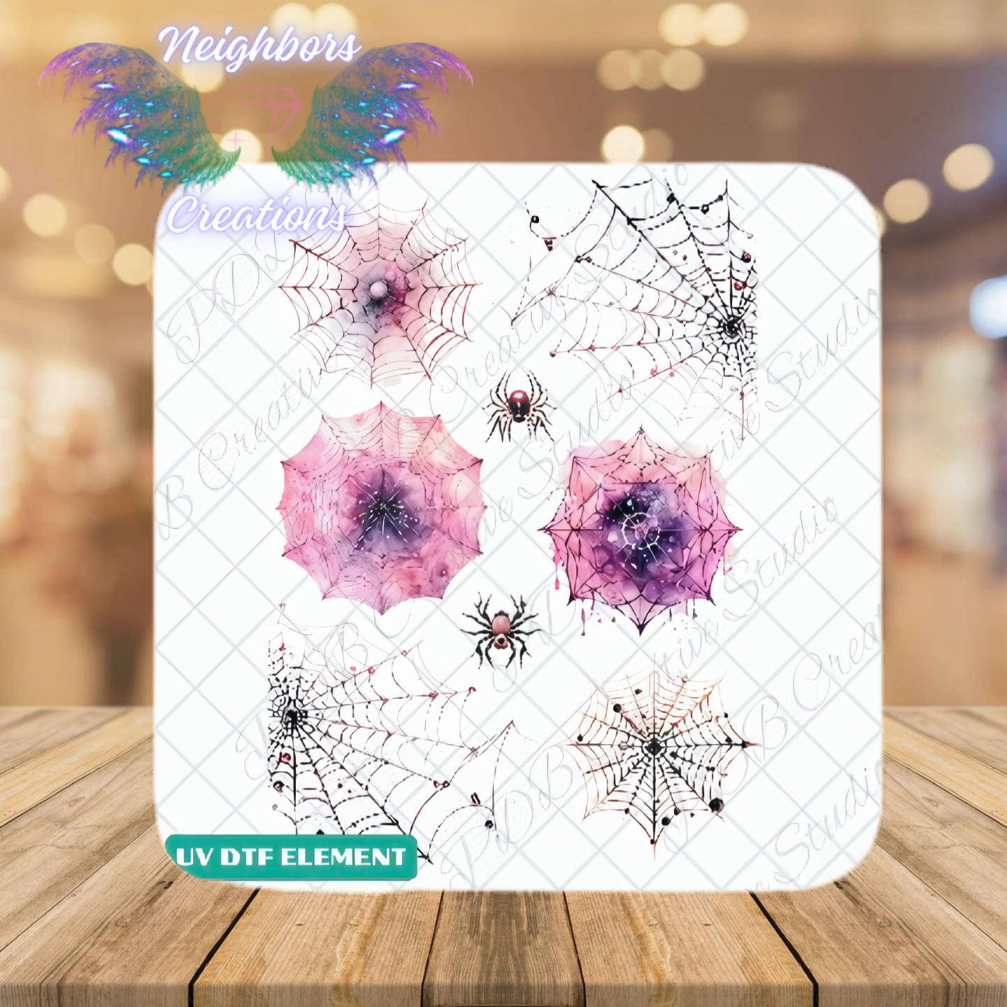 Cute an Spooky Spider Web UVDTF ELEMENT DECALS - one decal per custom order