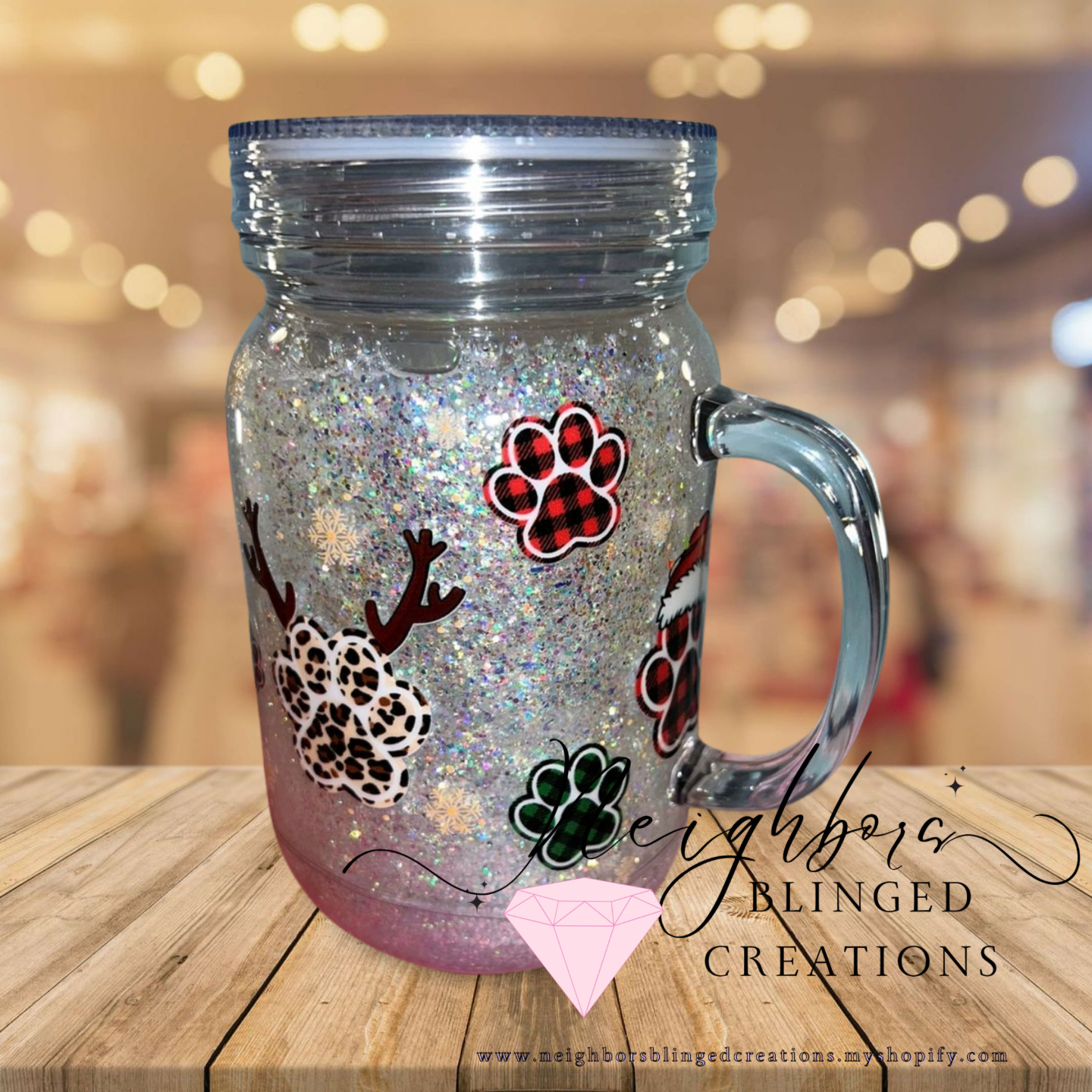 20oz Snowglobe Acrylic Mug W/ Dry Glitter Custom Mix