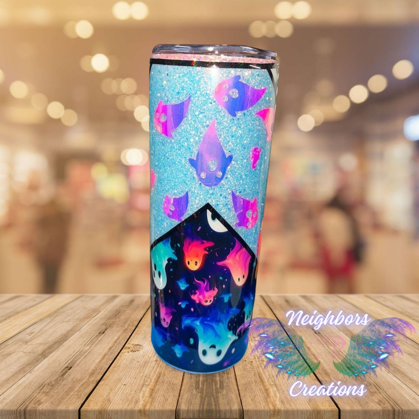 20 OZ Ghost Glittered V Split Glow N The Dark Tumbler