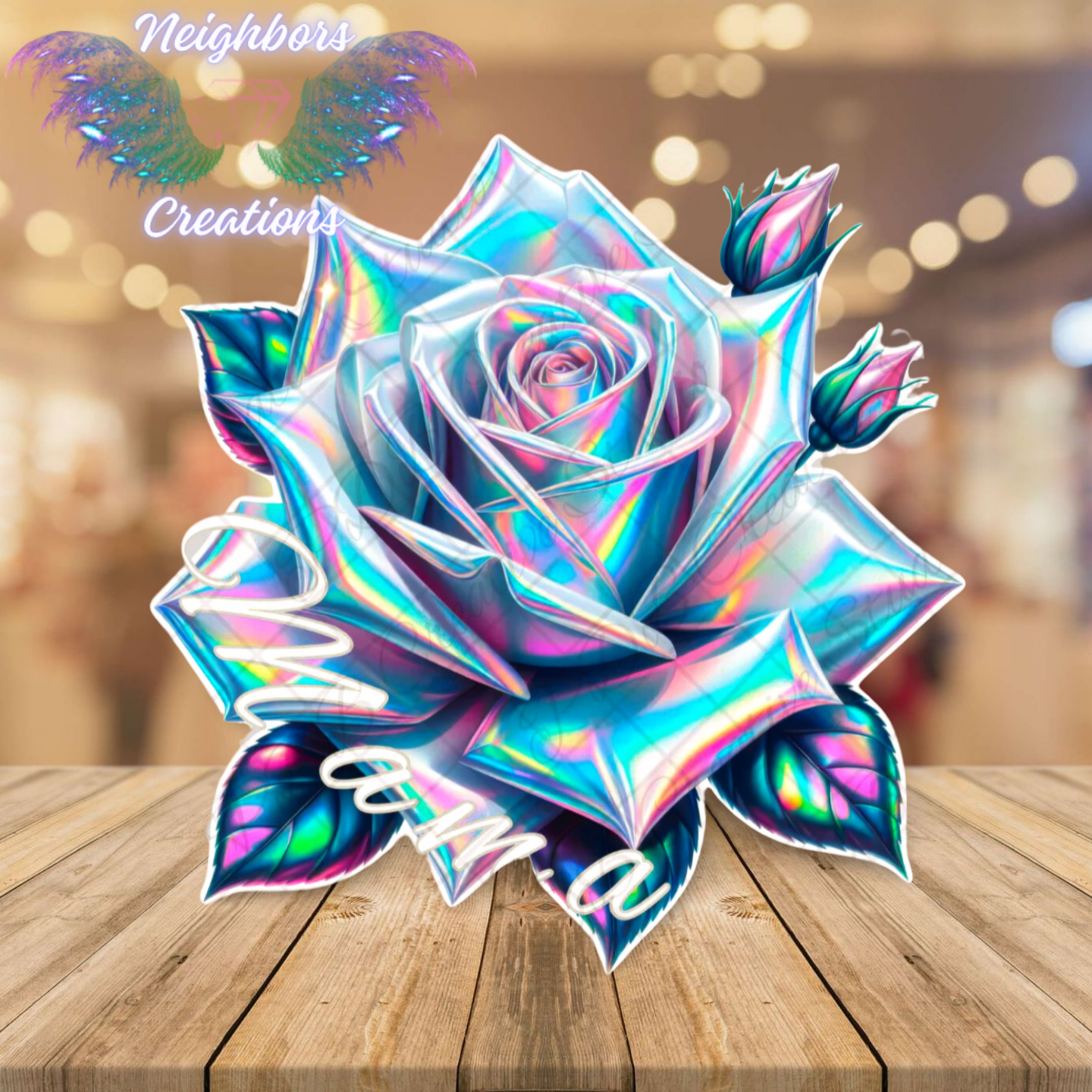 Iridescent Mama Rose UVDTF Decal