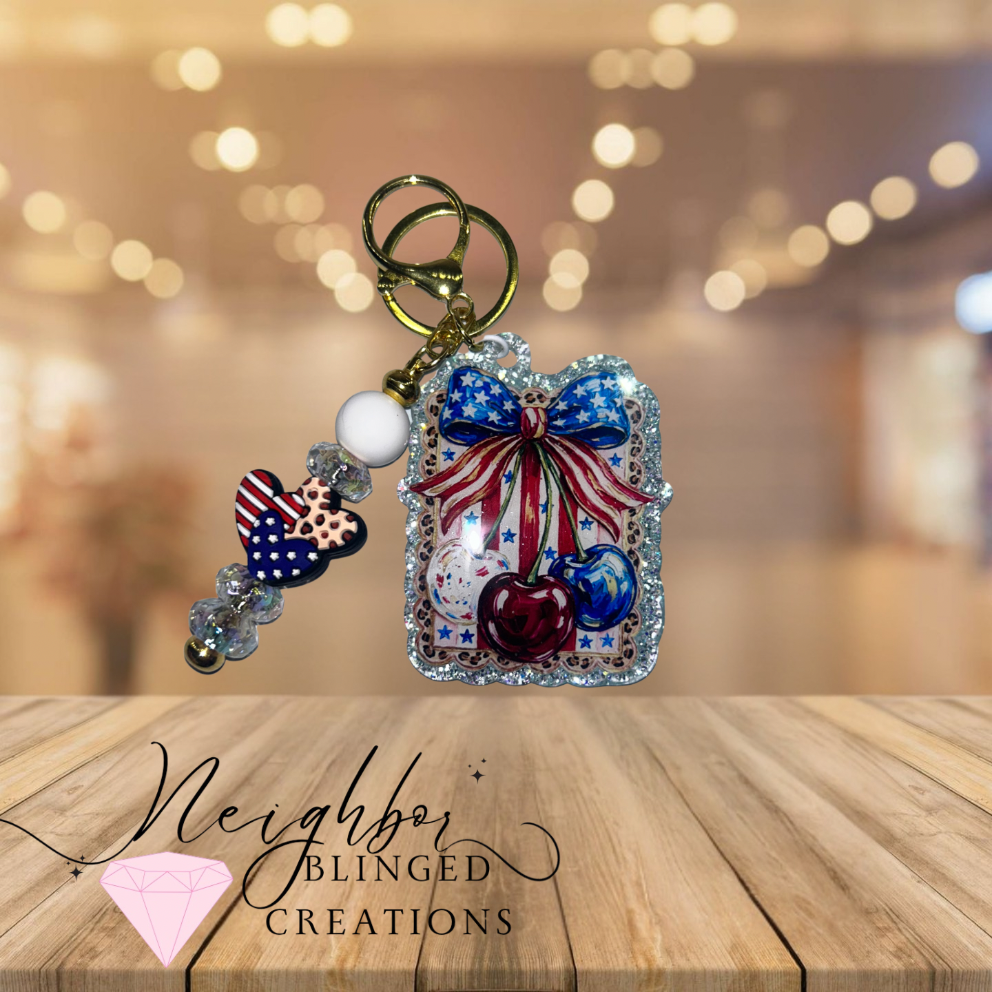 Handmade acrylic keychain - 
4th of July - Freedom Celebration Keychain - Cherries N Bow