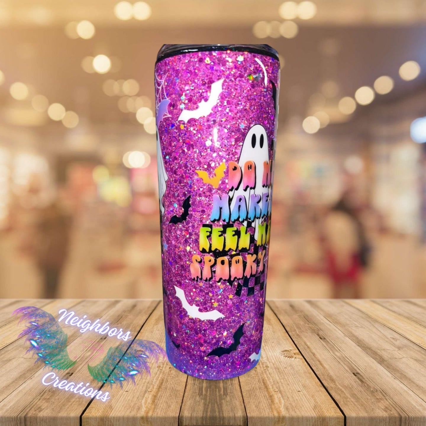 20 OZ Full Pink Glittered Ghost Spooky N Cute Halloween Tumbler