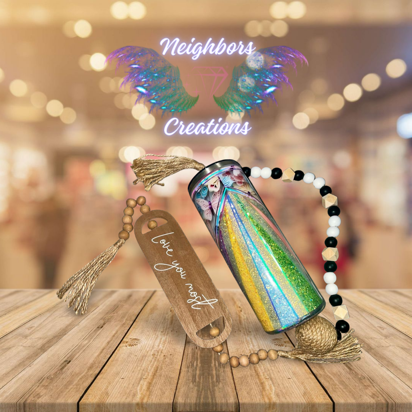 #23 - 20 0Z V SPLIT - Triangled Glittered Floral Tumbler