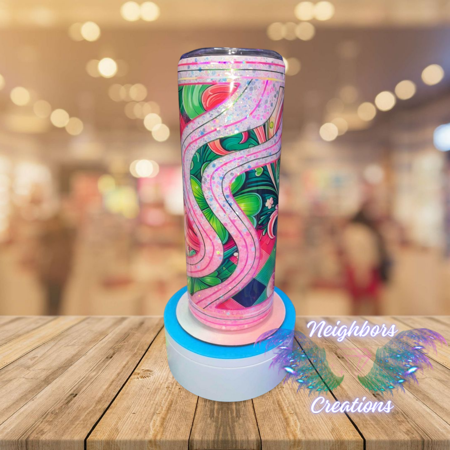 #20 - 20 oz St. Patricks Day Glittered Vertical Wavey Wave Tumbler
