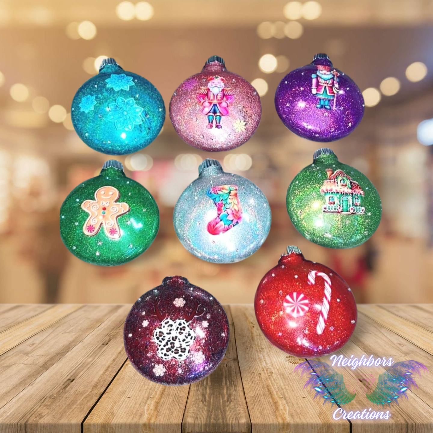 Custom Large Disk DIY Glittered Decal Christmas Ornaments