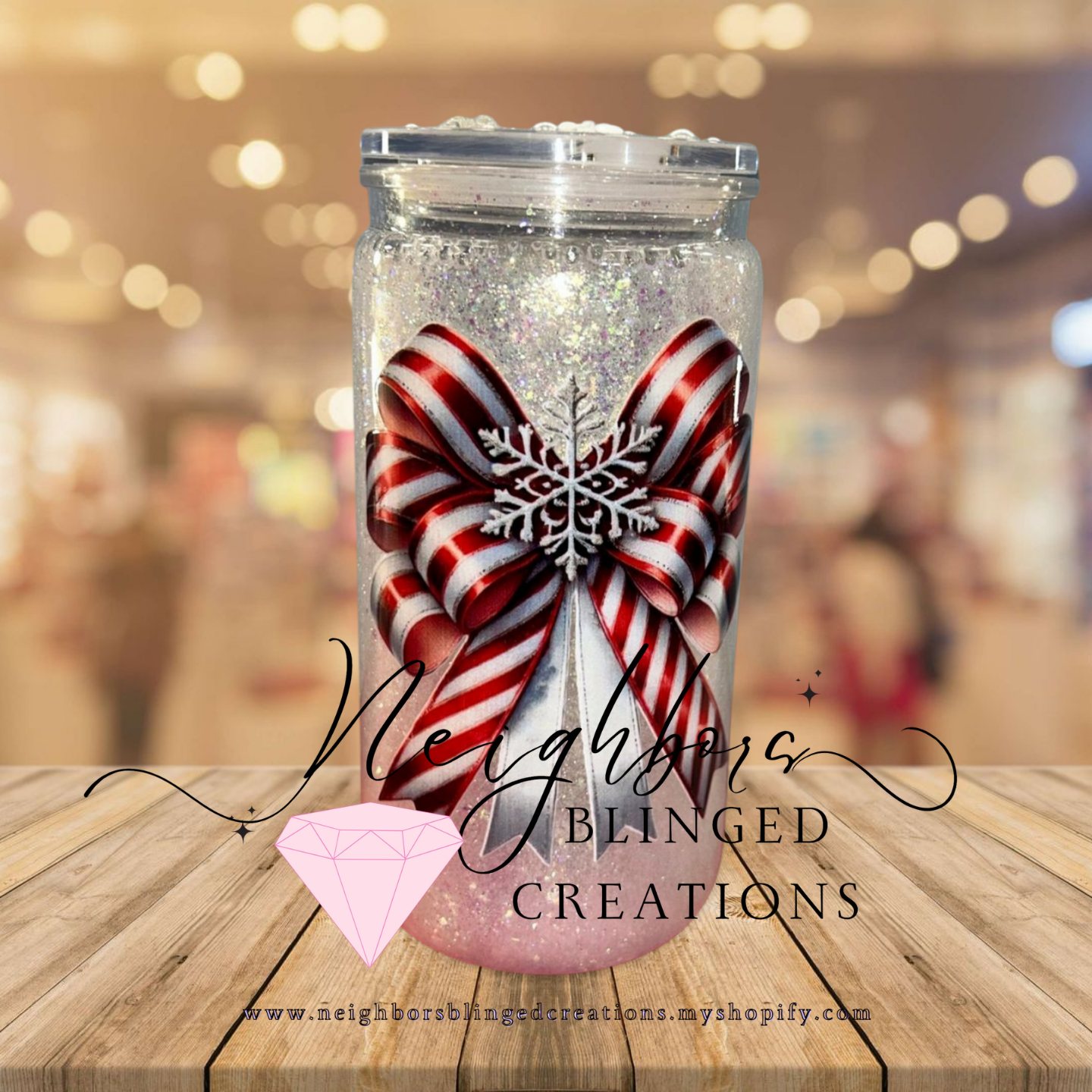 15oz Acrylic Snowglobe - Its A White Christmas Special Edition W/Custom Lid