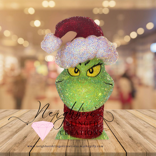 Hand bedazzled fully functional Grinch Sipper Cup