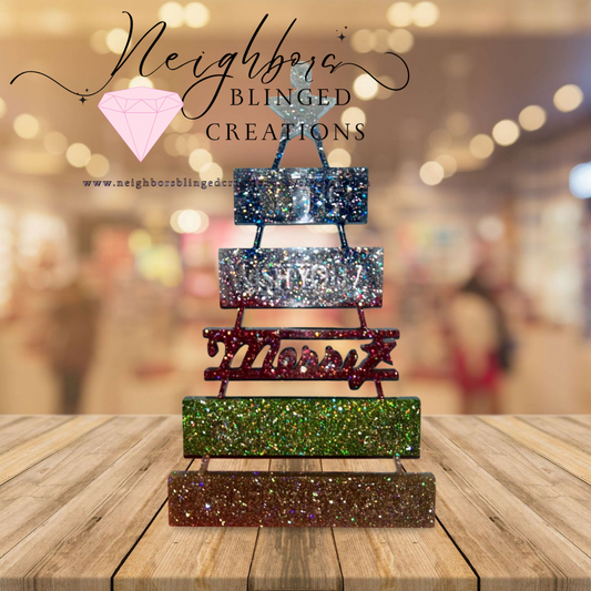 Six tiered custom handcrafted, epoxied Christmas and New Year’s sign_2