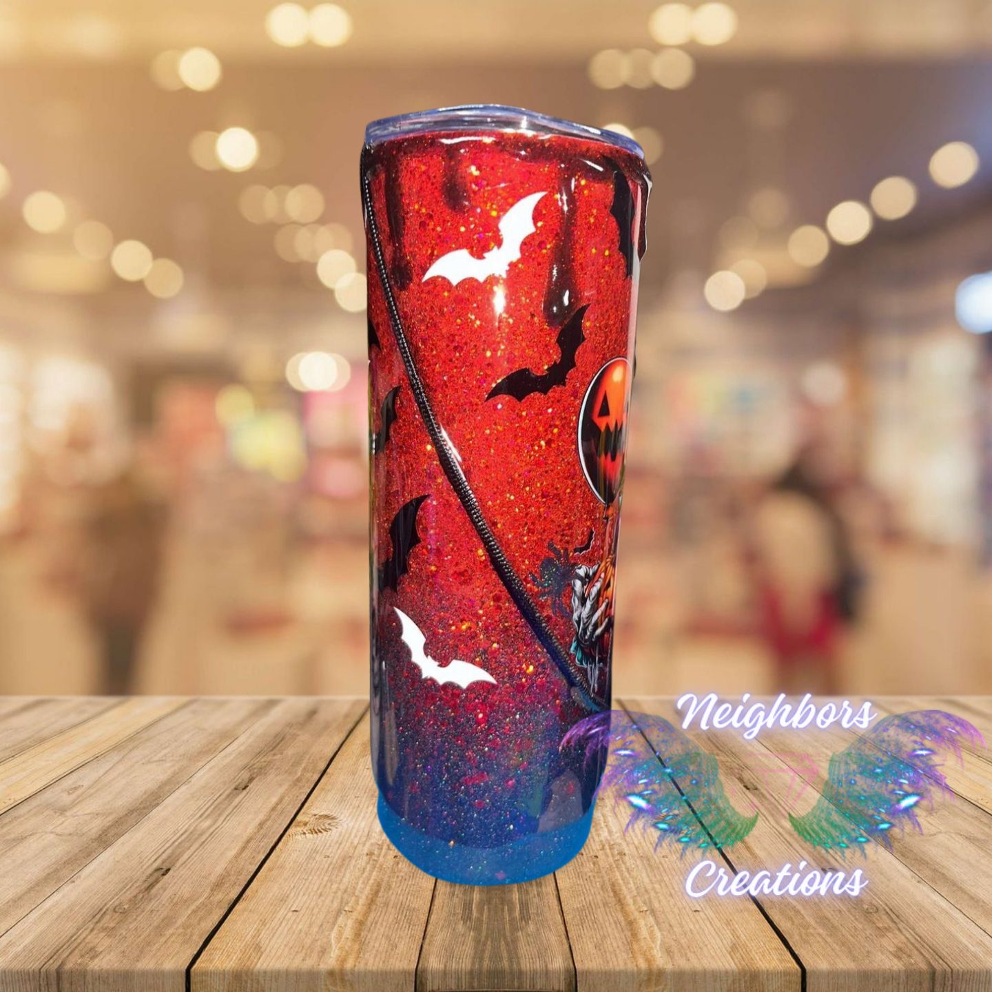 20 OZ DBL INS - Spooky Clown Glittered Ombre Zippered Tumbler