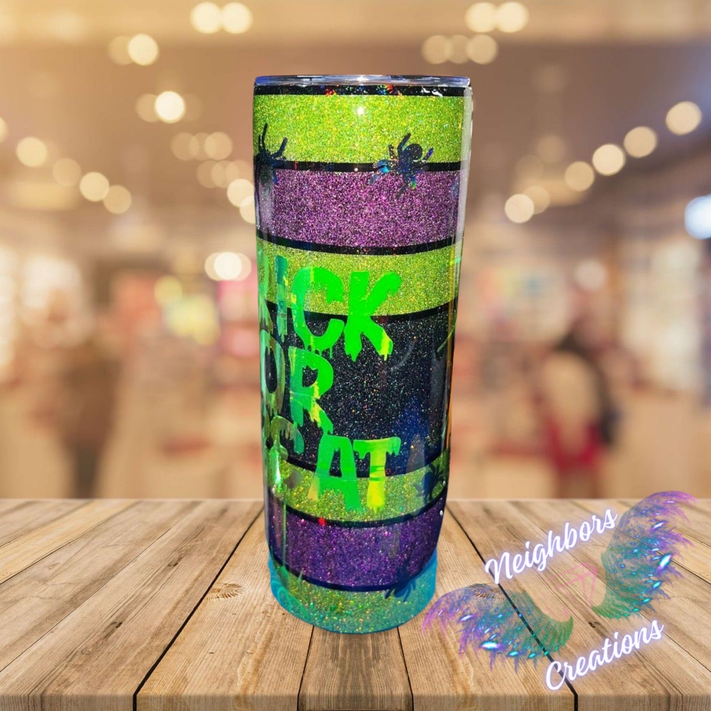 20 OZ Glittered Trick OR Treat Halloween Spider Themed Tumbler