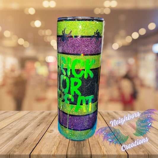 20 OZ Glittered Trick OR Treat Halloween Spider Themed Tumbler