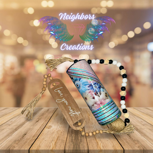 #24 - 20 OZ Floral V Split Glittered Tumbler