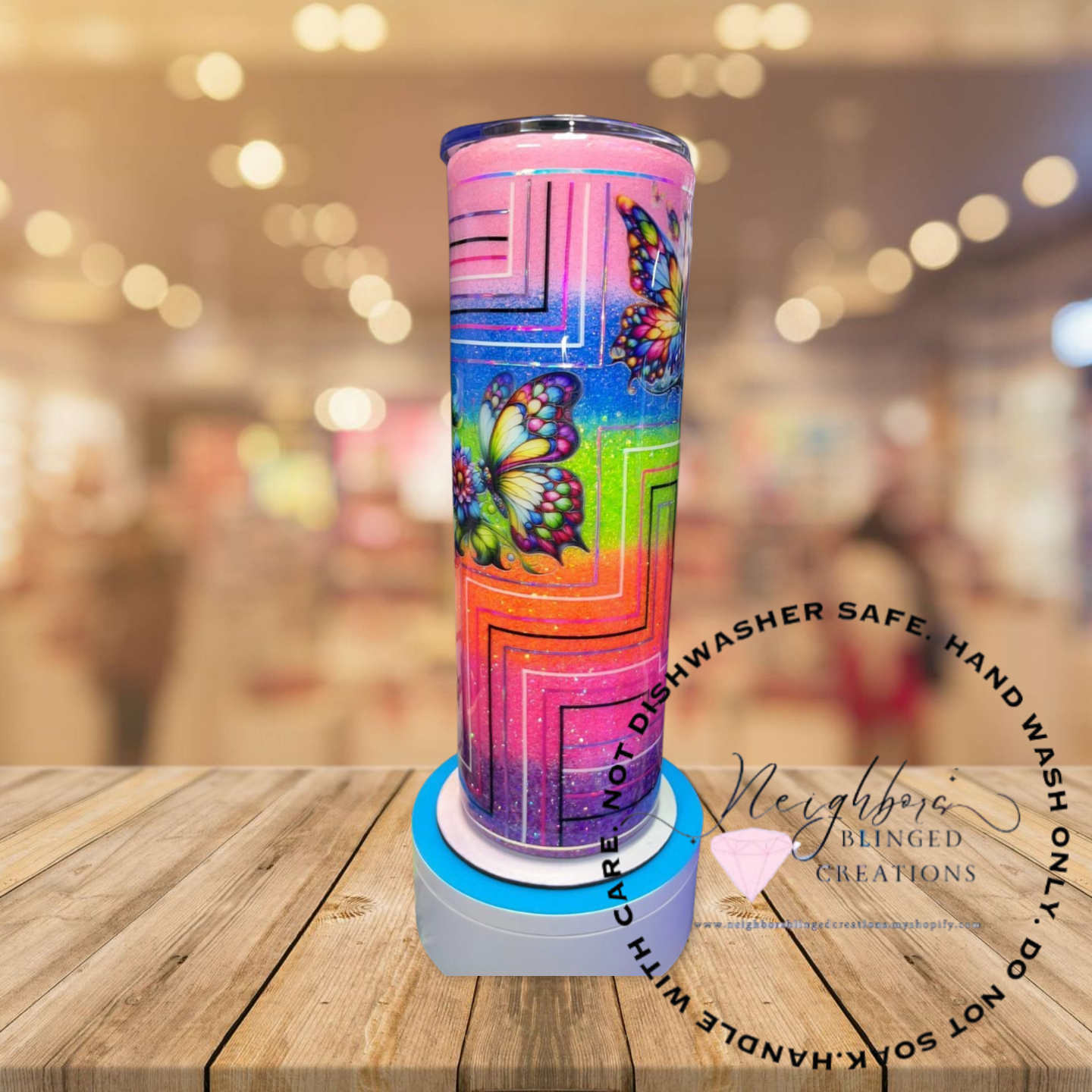 #9 - 30 ounce stainless steel double installed hog six colored ombre, butterfly, custom pin-strip, retro design
