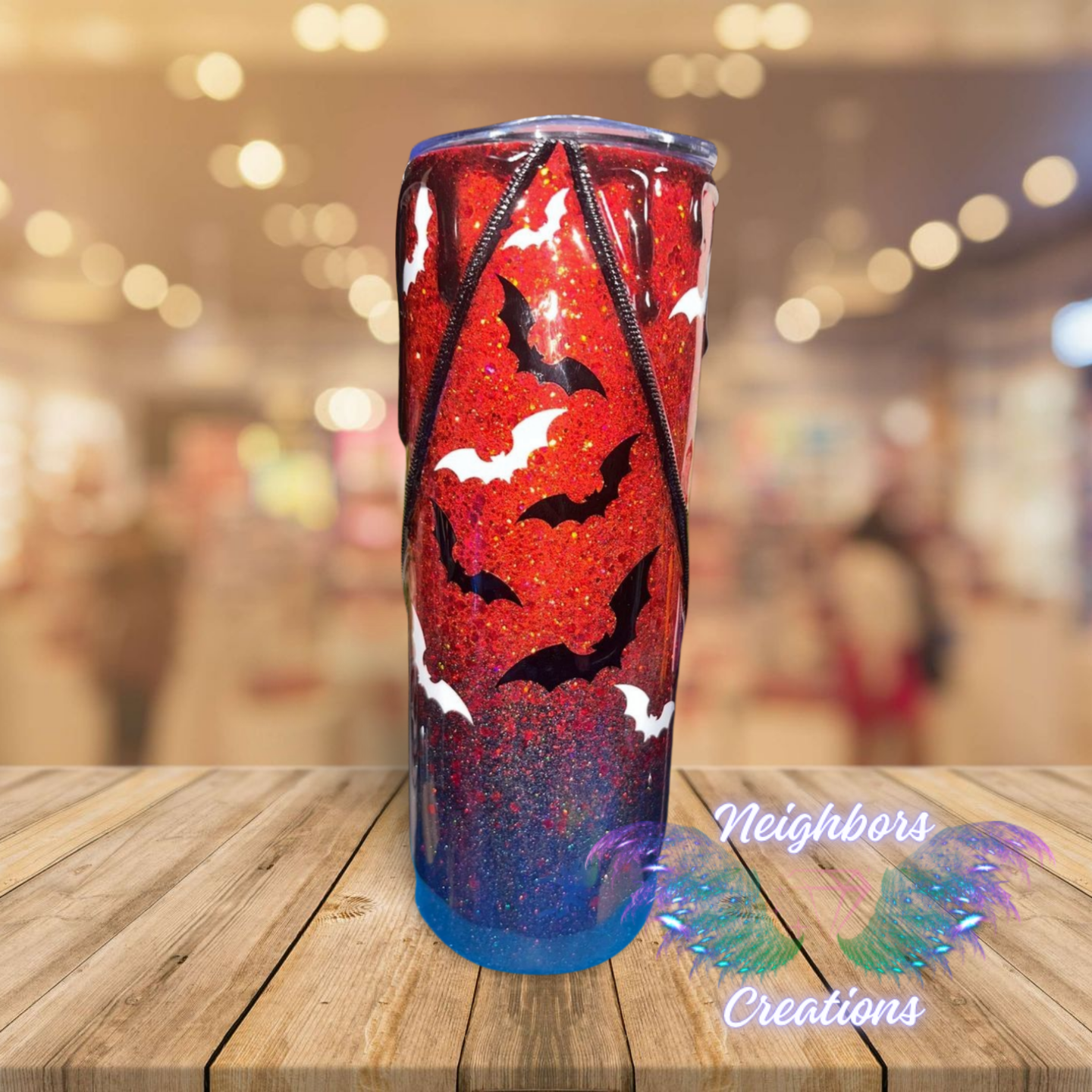 20 OZ DBL INS - Spooky Clown Glittered Ombre Zippered Tumbler