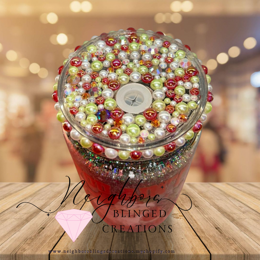 20oz Acrylic Snowglobe - Santa “You ain’t getting shit Cup W custom pearled lid