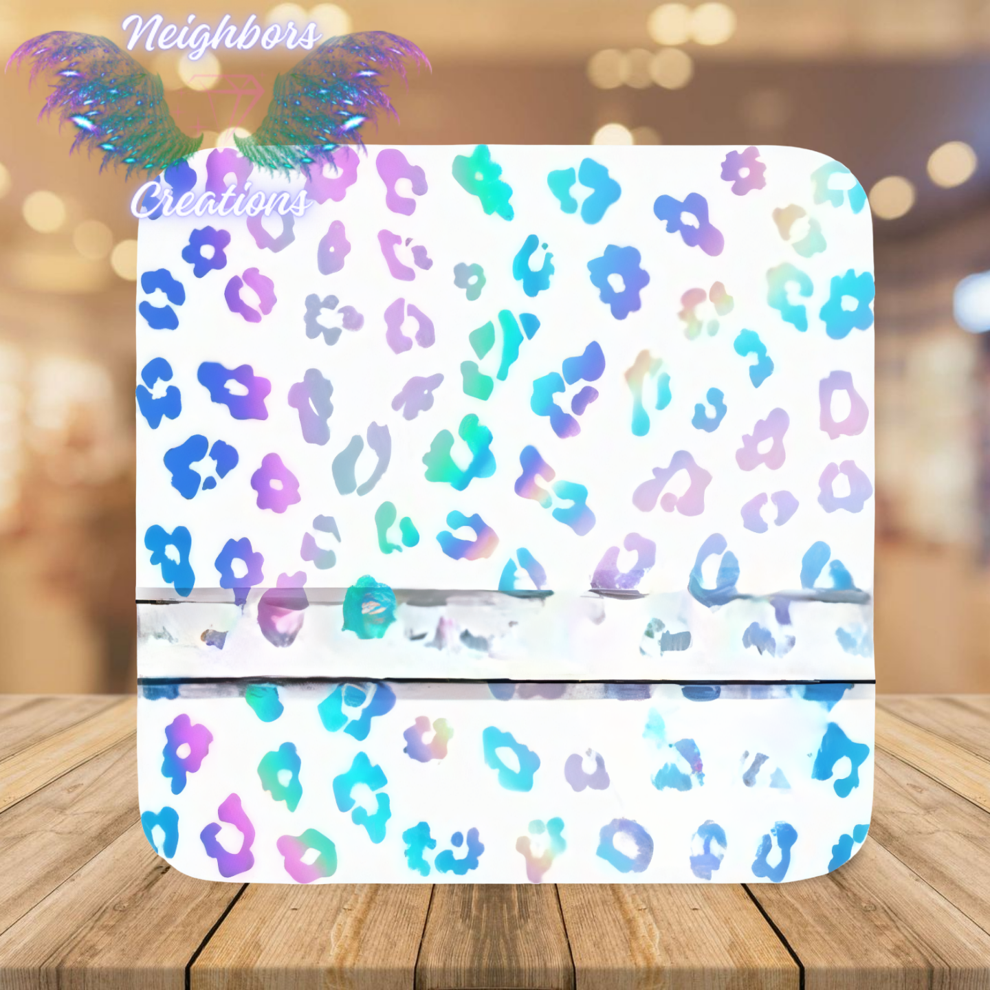 Iridescent leopard cut out print boutique vinyl