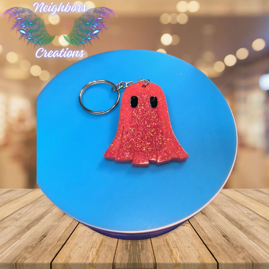 2 Cute N Spooky Pink Ghost Keychain