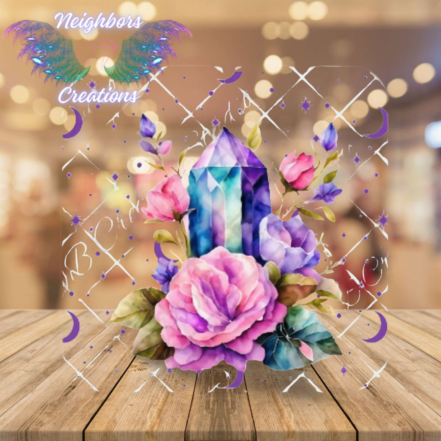 Crystal Floral Themed UVDTF Decal