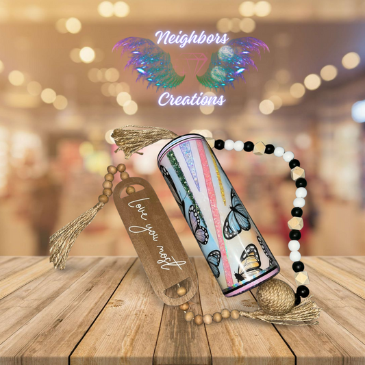 #22 - 20 OZ Glittered Butterfly Tumbler