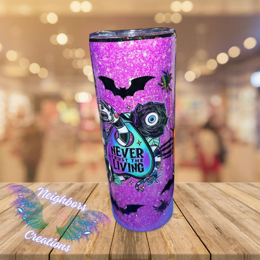 20 OZ Purple Full Glittered Spooky Tumbler