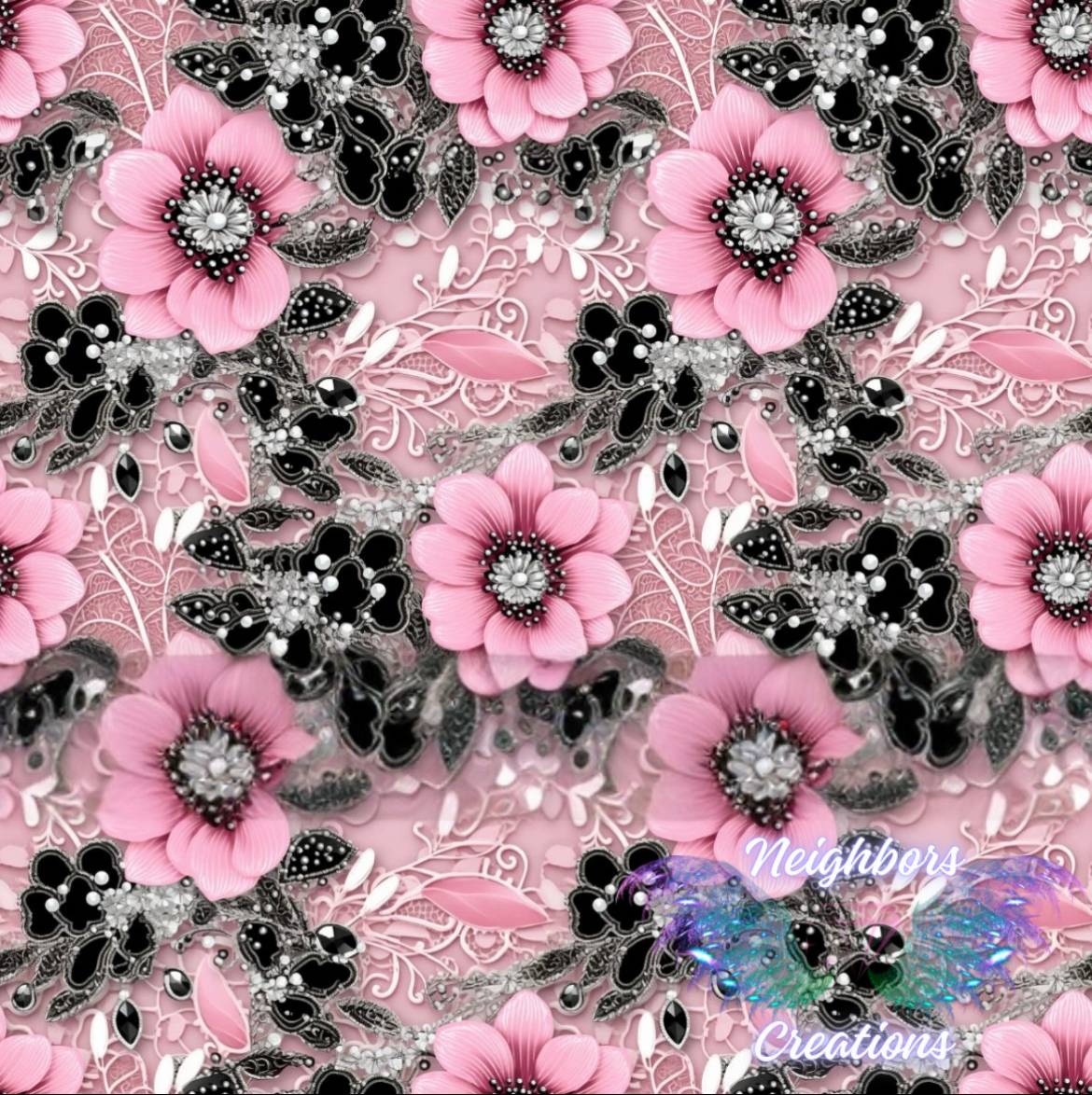 Pink N Black Floral Boutique Vinyl