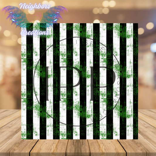 Striped Black White N Green Themed Vinyl