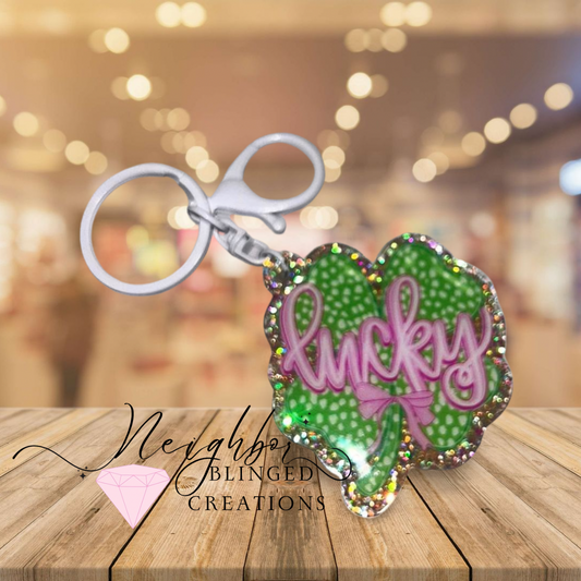 Handmade Lucky 4Leaf Clover Acrylic keychain