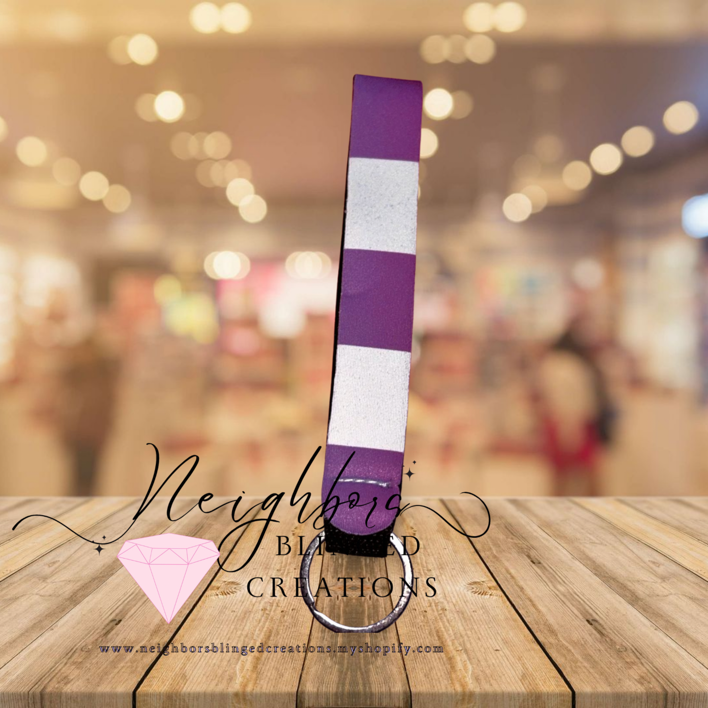 Keychain - Purple and white checkered