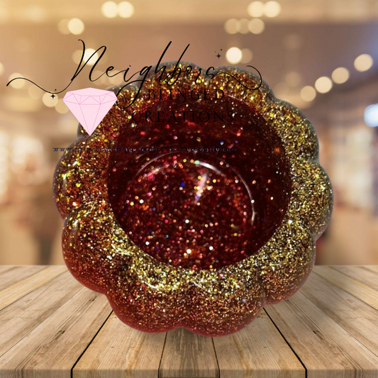Pumkin ombre Round Jewelry box / small misc holder