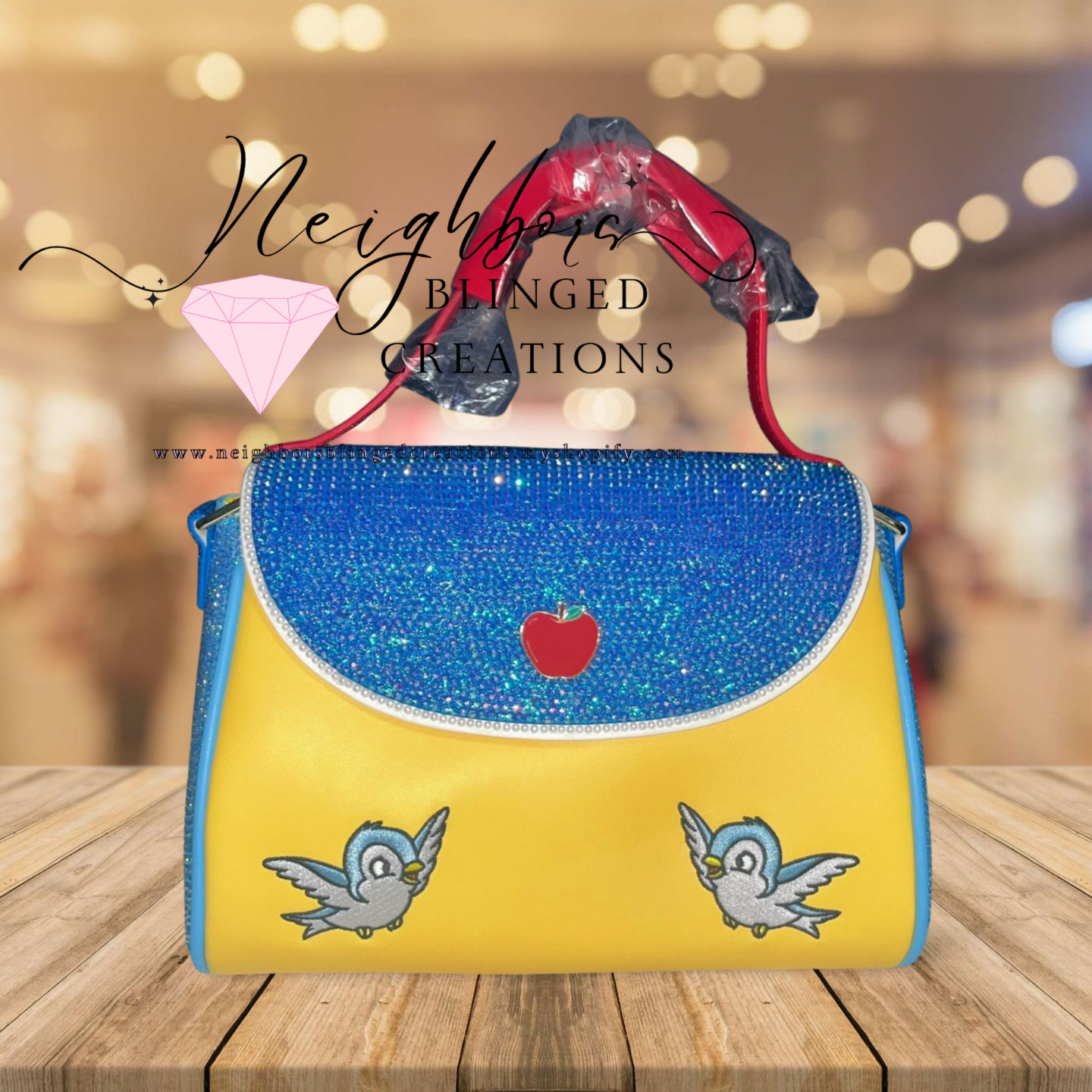 Hand bedazzled fully functional Loungefly Snow White Clutch/ Crossbody Bag