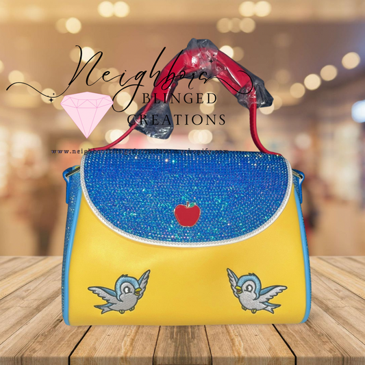 Hand bedazzled fully functional Loungefly Snow White Clutch/ Crossbody Bag